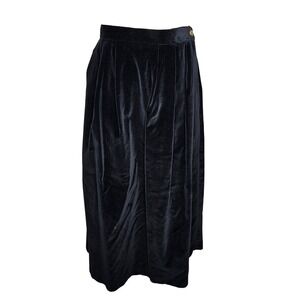 Bryn Connelly Vintage Black Velvet Maxi Skirt High Waisted Pleated Lined Sz 6